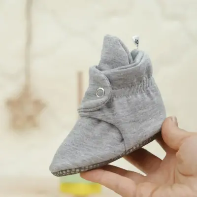 Ella Bonna Unisex Ev Botu Organik Pamuk Kaydırmaz Taban Gri - 4