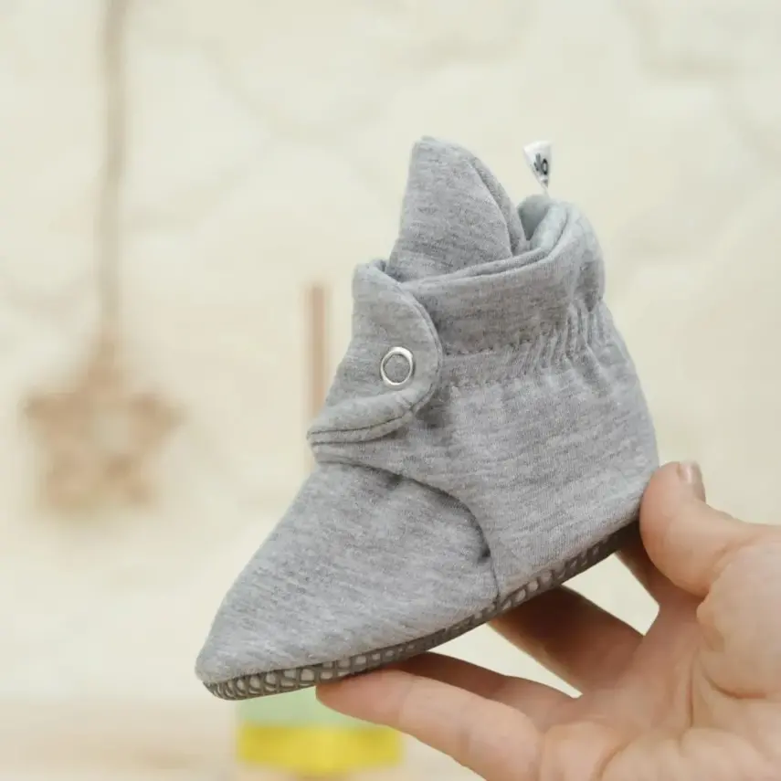 Ella Bonna Unisex Ev Botu Organik Pamuk Kaydırmaz Taban Gri - 4