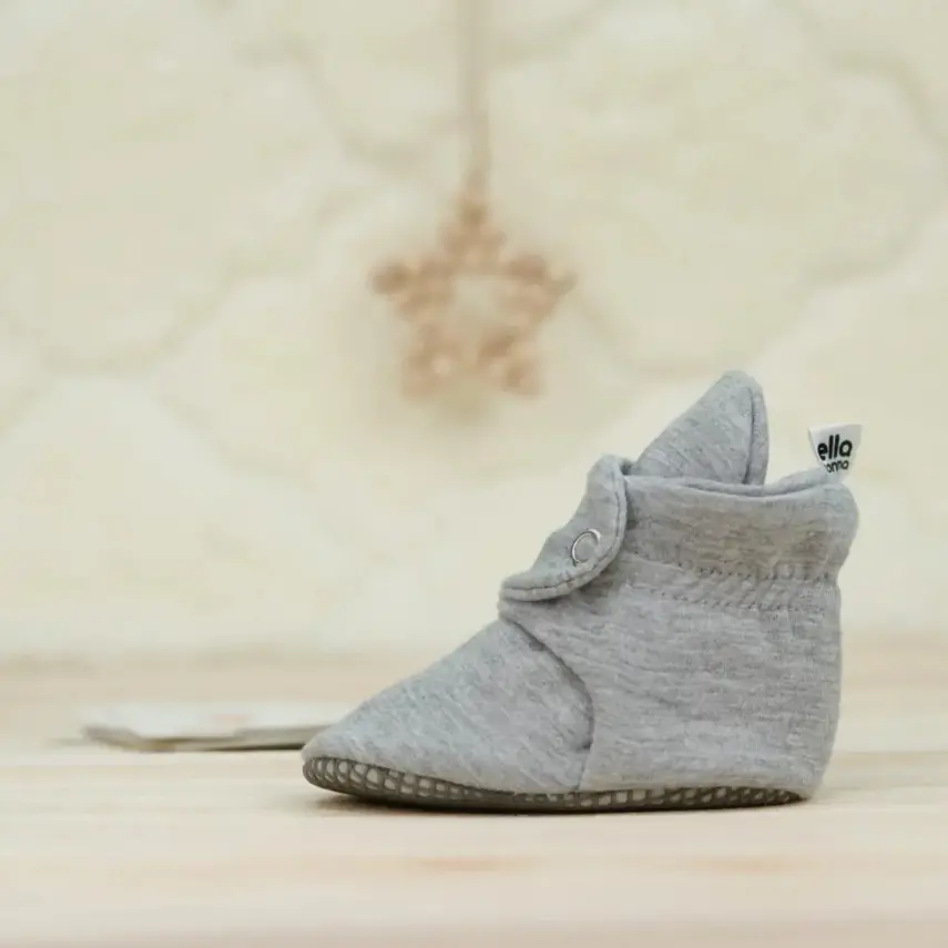 Ella Bonna Unisex Ev Botu Organik Pamuk Kaydırmaz Taban Gri - 6