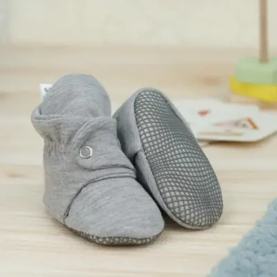 Ella Bonna Unisex Ev Botu Organik Pamuk Kaydırmaz Taban Gri - 5