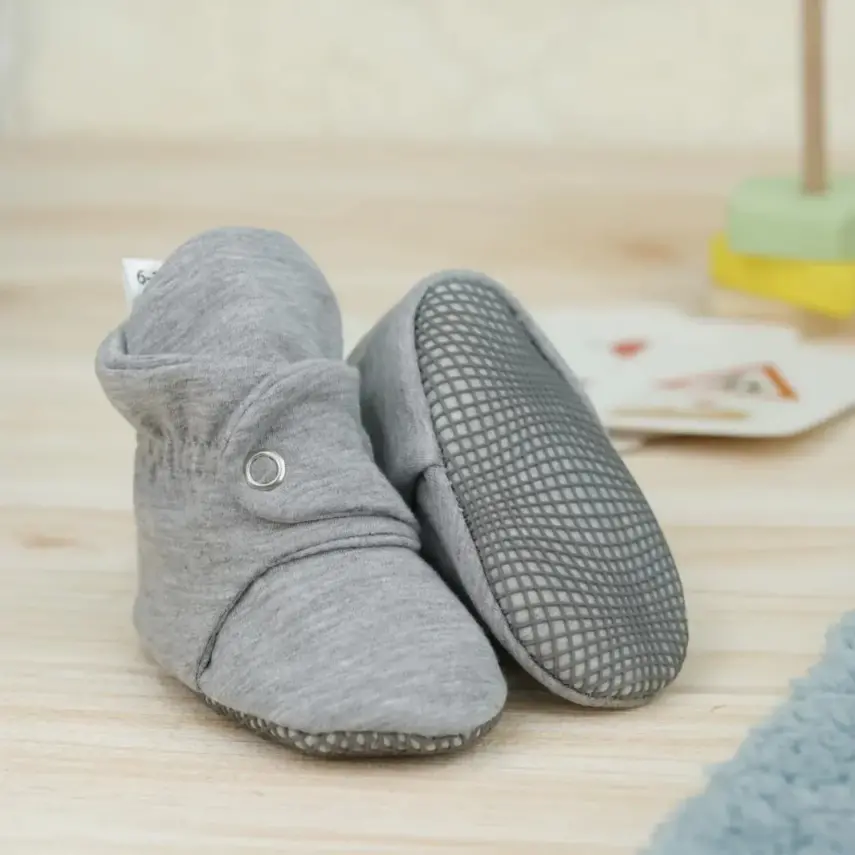 Ella Bonna Unisex Ev Botu Organik Pamuk Kaydırmaz Taban Gri - 5