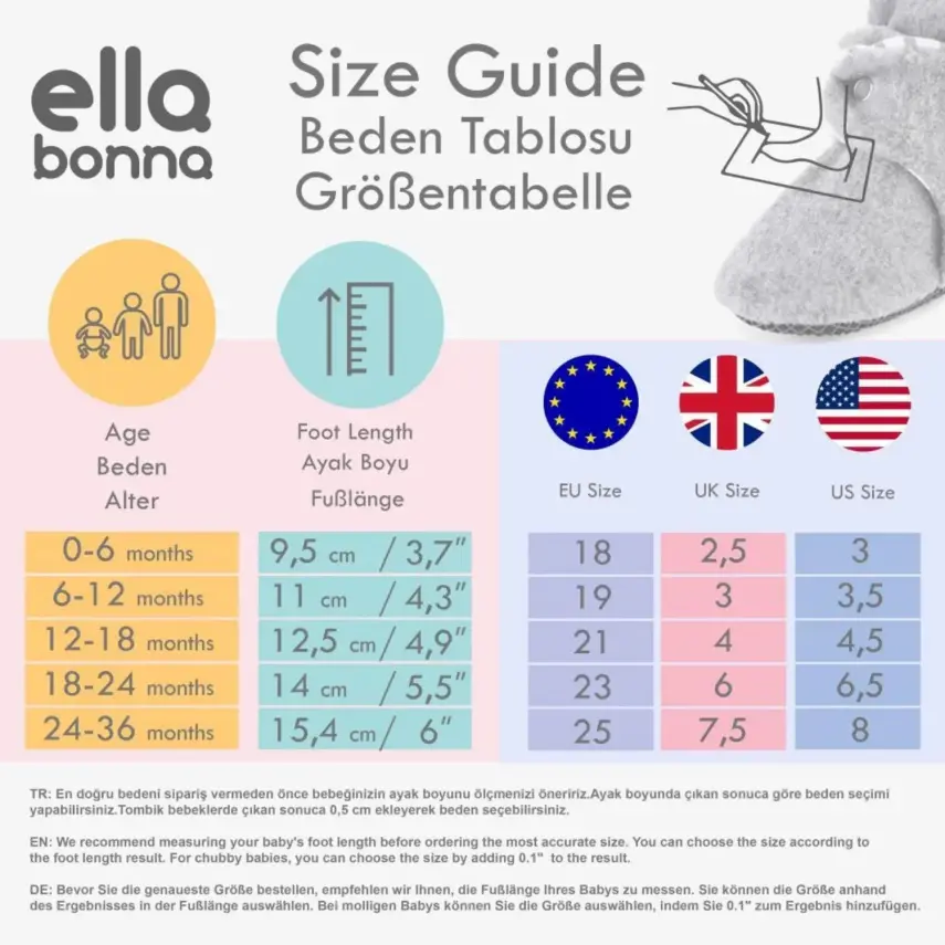 Ella Bonna Unisex Ev Botu Organik Pamuk Kaydırmaz Taban Gri - 7