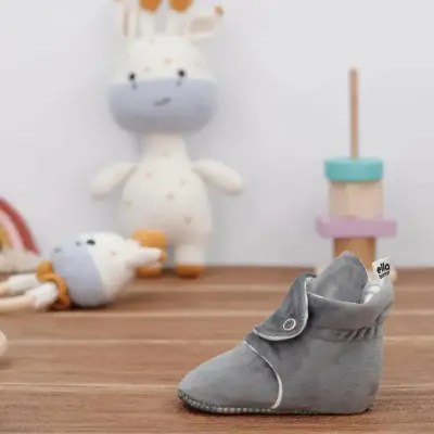 Ella Bonna Unisex Ev Botu Organik Pamuk Kaydırmaz Taban Gri - 4