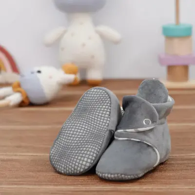 Ella Bonna Unisex Ev Botu Organik Pamuk Kaydırmaz Taban Gri - 8