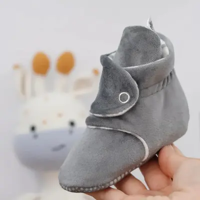 Ella Bonna Unisex Ev Botu Organik Pamuk Kaydırmaz Taban Gri - 13