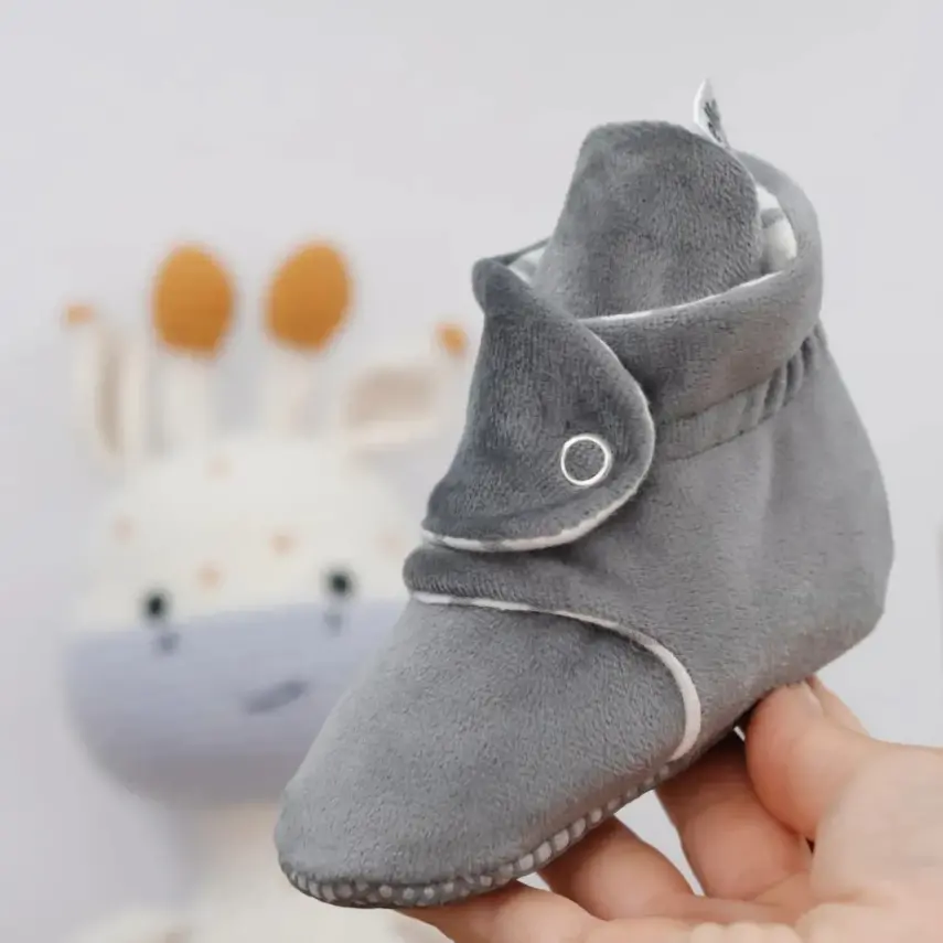 Ella Bonna Unisex Ev Botu Organik Pamuk Kaydırmaz Taban Gri - 13