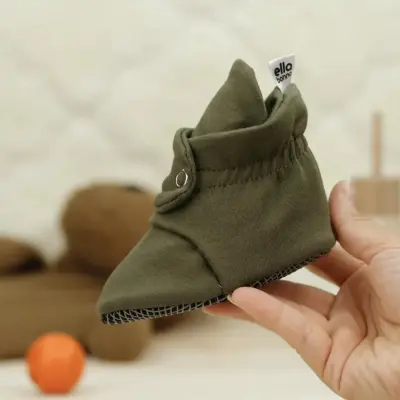 Ella Bonna Unisex Ev Botu Organik Pamuk Kaydırmaz Taban Haki - 5