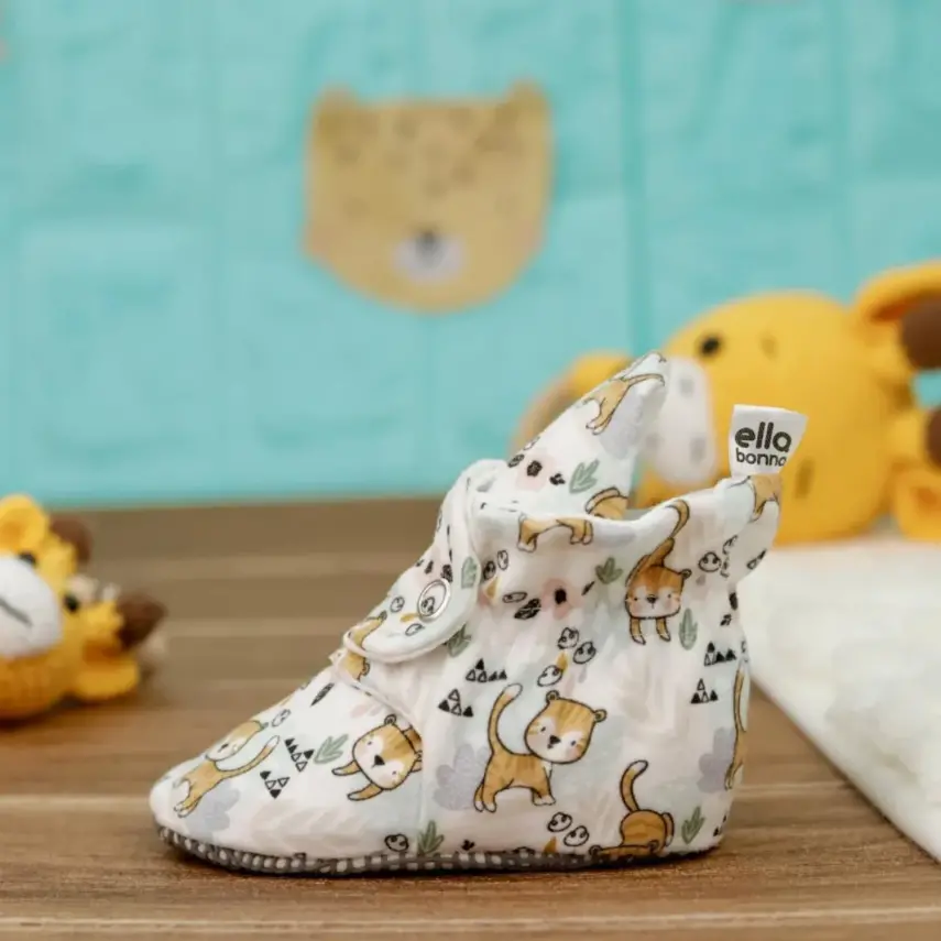 Ella Bonna Unisex Ev Botu Organik Pamuk Kaydırmaz Taban Kedi - 5