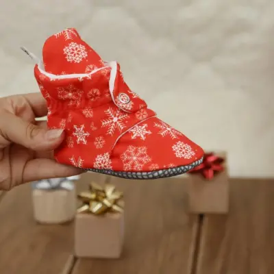 Ella Bonna Unisex Ev Botu Organik Pamuk Kaydırmaz Taban Kırmızı - 3