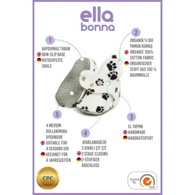 Ella Bonna Unisex Ev Botu Organik Pamuk Kaydırmaz Taban Köpek Patisi - 11
