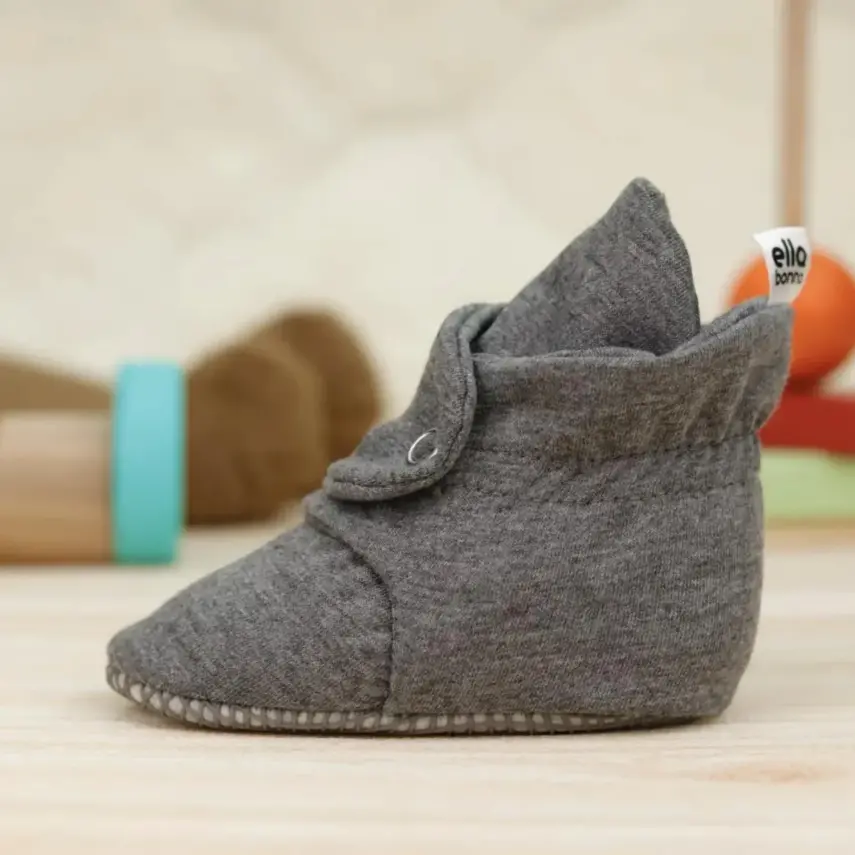 Ella Bonna Unisex Ev Botu Organik Pamuk Kaydırmaz Taban Koyu Gri - 6