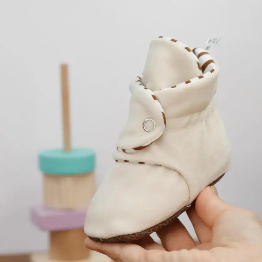 Ella Bonna Unisex Ev Botu Organik Pamuk Kaydırmaz Taban Krem - 4