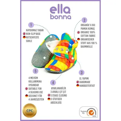 Ella Bonna Unisex Ev Botu Organik Pamuk Kaydırmaz Taban Lego - 3