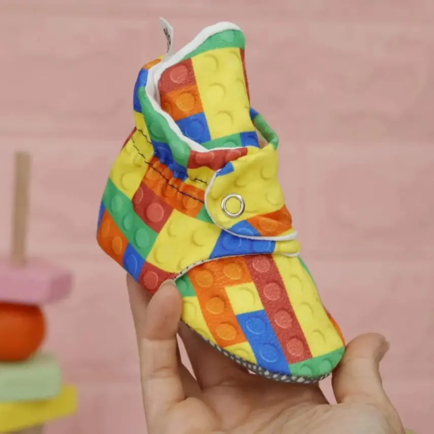 Ella Bonna Unisex Ev Botu Organik Pamuk Kaydırmaz Taban Lego - 4