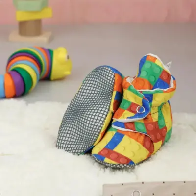 Ella Bonna Unisex Ev Botu Organik Pamuk Kaydırmaz Taban Lego - 6