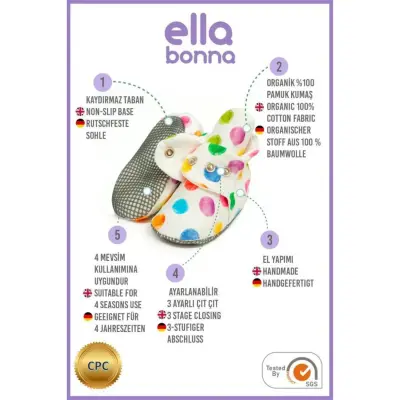 Ella Bonna Unisex Ev Botu Organik Pamuk Kaydırmaz Taban Noktalar - 3