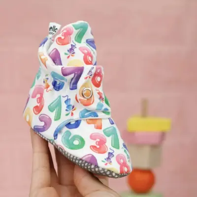 Ella Bonna Unisex Ev Botu Organik Pamuk Kaydırmaz Taban Numara - 5