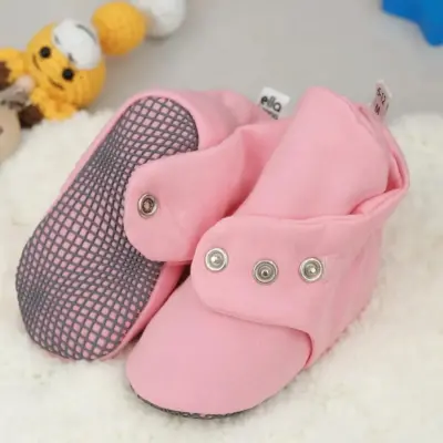Ella Bonna Unisex Ev Botu Organik Pamuk Kaydırmaz Taban Pembe - 2