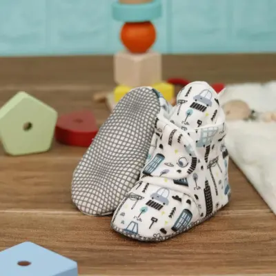 Ella Bonna Unisex Ev Botu Organik Pamuk Kaydırmaz Taban Şehir Hayatı - 5