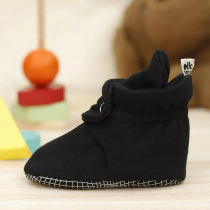 Ella Bonna Unisex Ev Botu Organik Pamuk Kaydırmaz Taban Siyah - 6