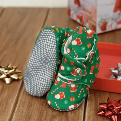 Ella Bonna Unisex Ev Botu Organik Pamuk Kaydırmaz Taban YEŞİL - 6