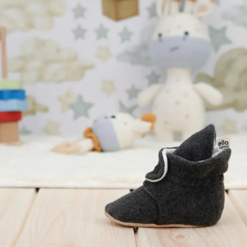 Ella Bonna Unisex Ev Terliği Polar Kaydırmaz Taban Antrasit - 9