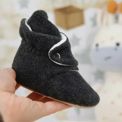 Ella Bonna Unisex Ev Terliği Polar Kaydırmaz Taban Antrasit - 11