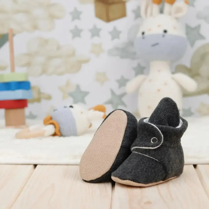 Ella Bonna Unisex Ev Terliği Polar Kaydırmaz Taban Antrasit - 12