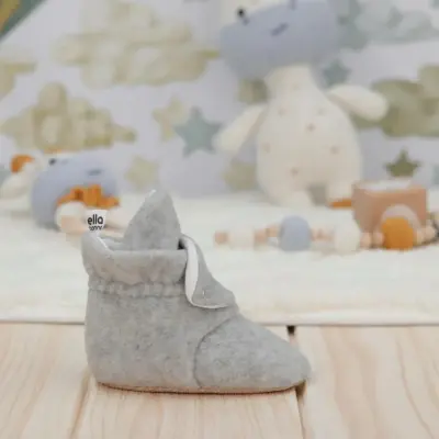 Ella Bonna Unisex Ev Terliği Polar Kaydırmaz Taban Gri - 12