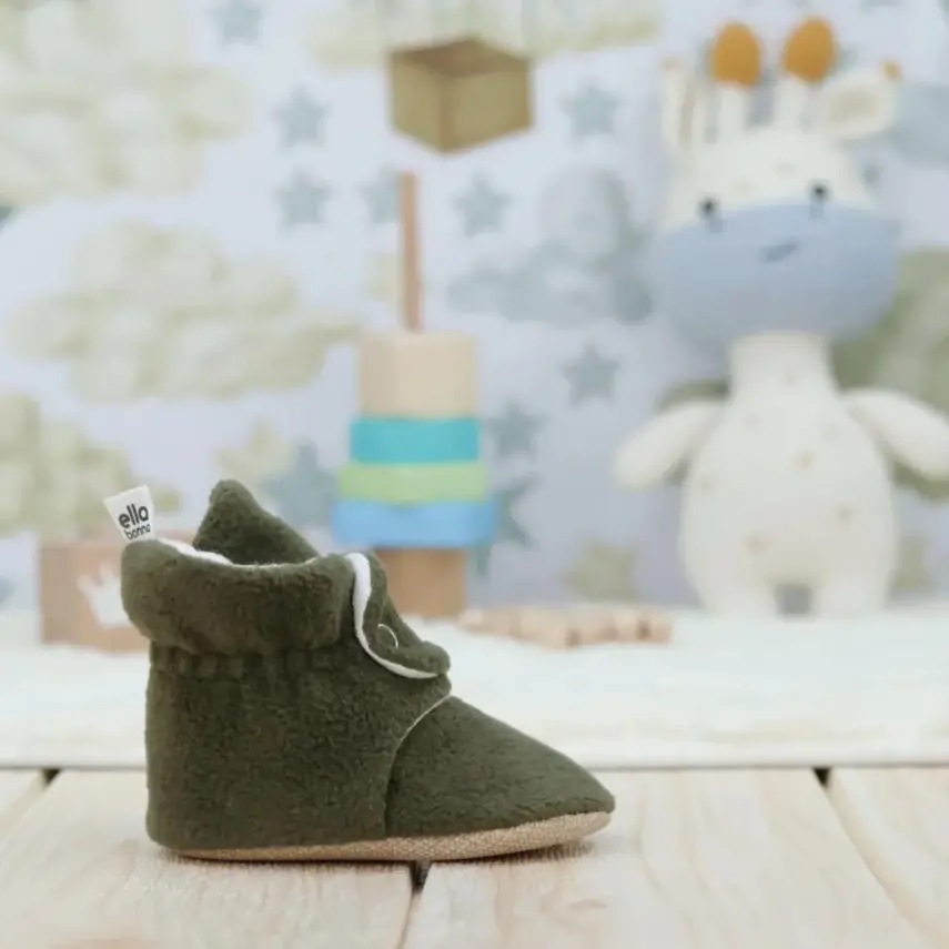 Ella Bonna Unisex Ev Terliği Polar Kaydırmaz Taban Haki - 9