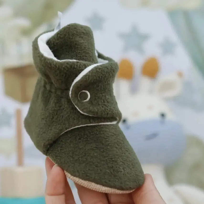 Ella Bonna Unisex Ev Terliği Polar Kaydırmaz Taban Haki - 6