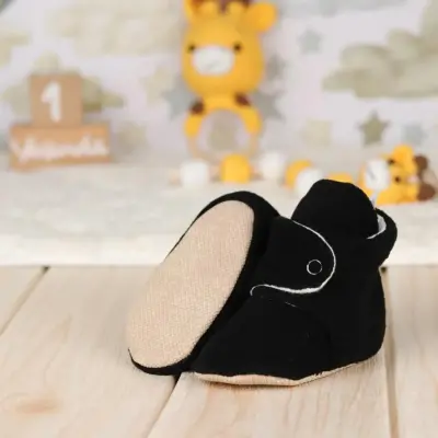 Ella Bonna Unisex Ev Terliği Polar Kaydırmaz Taban Siyah - 5