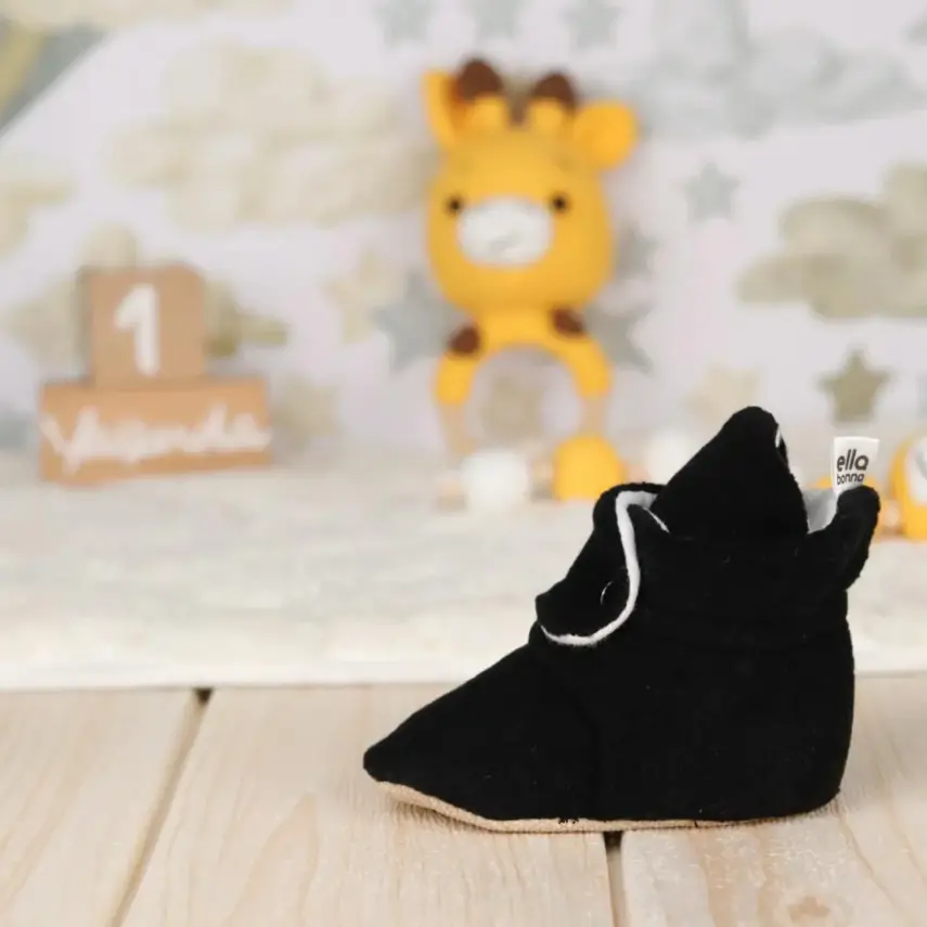 Ella Bonna Unisex Ev Terliği Polar Kaydırmaz Taban Siyah - 6