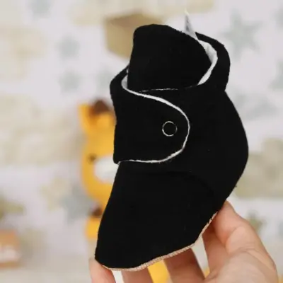 Ella Bonna Unisex Ev Terliği Polar Kaydırmaz Taban Siyah - 4