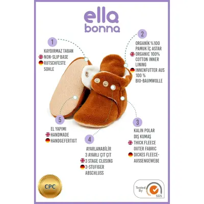Ella Bonna Unisex Ev Terliği Polar Kaydırmaz Taban Taba - 4