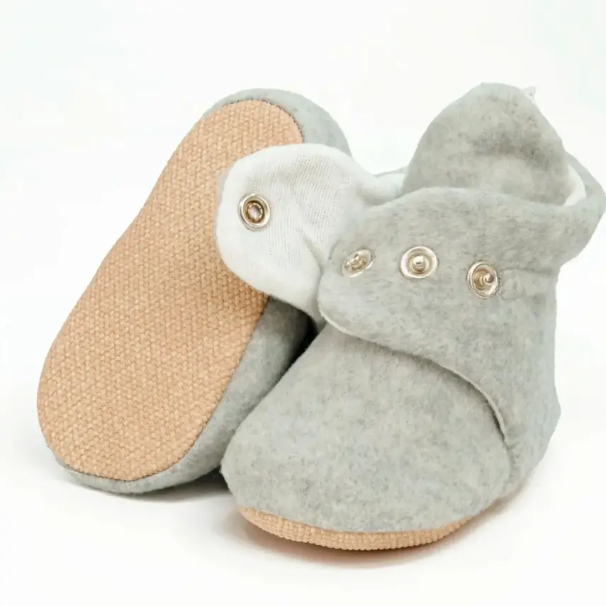 Ella Bonna Unisex Panduf Organik Pamuk Kaydırmaz Taban Açık Gri - 2