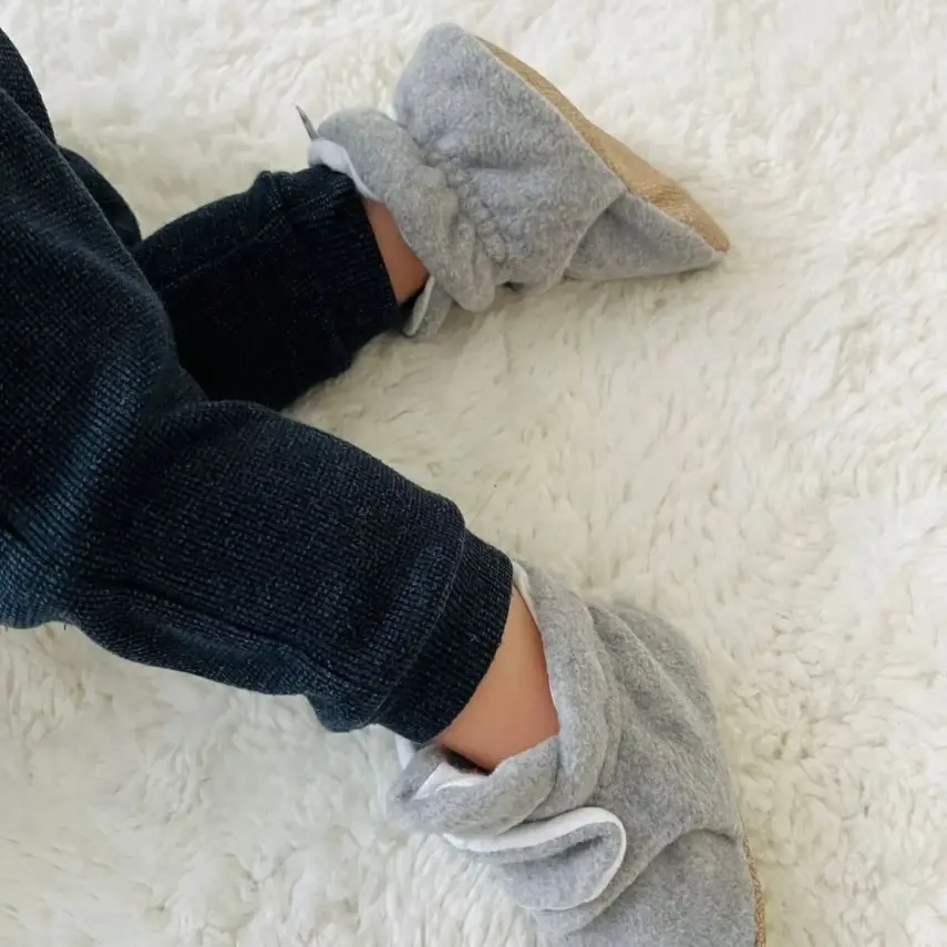 Ella Bonna Unisex Panduf Organik Pamuk Kaydırmaz Taban Açık Gri - 3