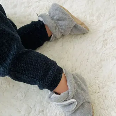 Ella Bonna Unisex Panduf Organik Pamuk Kaydırmaz Taban Açık Gri - 13