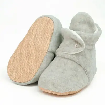 Ella Bonna Unisex Panduf Organik Pamuk Kaydırmaz Taban Açık Gri - 9