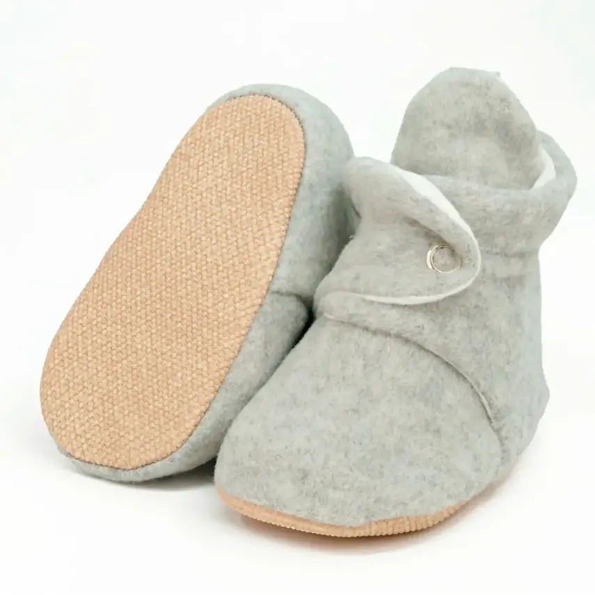 Ella Bonna Unisex Panduf Organik Pamuk Kaydırmaz Taban Açık Gri - 9