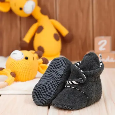 Ella Bonna Unisex Panduf Organik Pamuk Kaydırmaz Taban Antrasit - 4