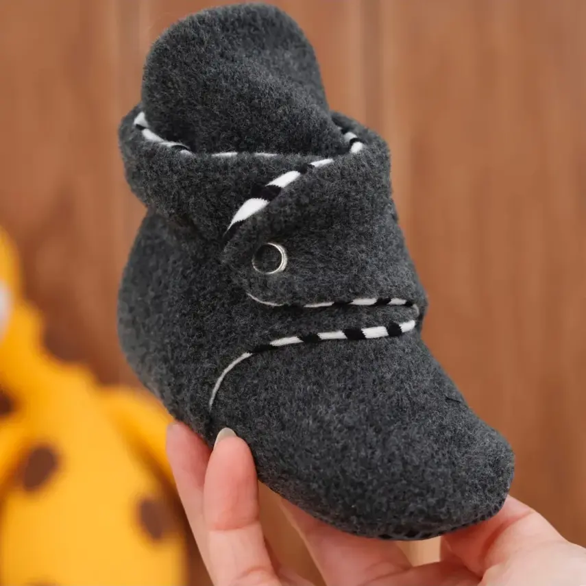 Ella Bonna Unisex Panduf Organik Pamuk Kaydırmaz Taban Antrasit - 5