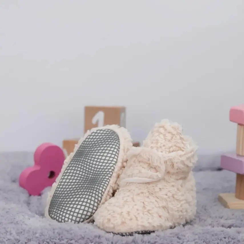 Ella Bonna Unisex Panduf Organik Pamuk Kaydırmaz Taban Bej - 18