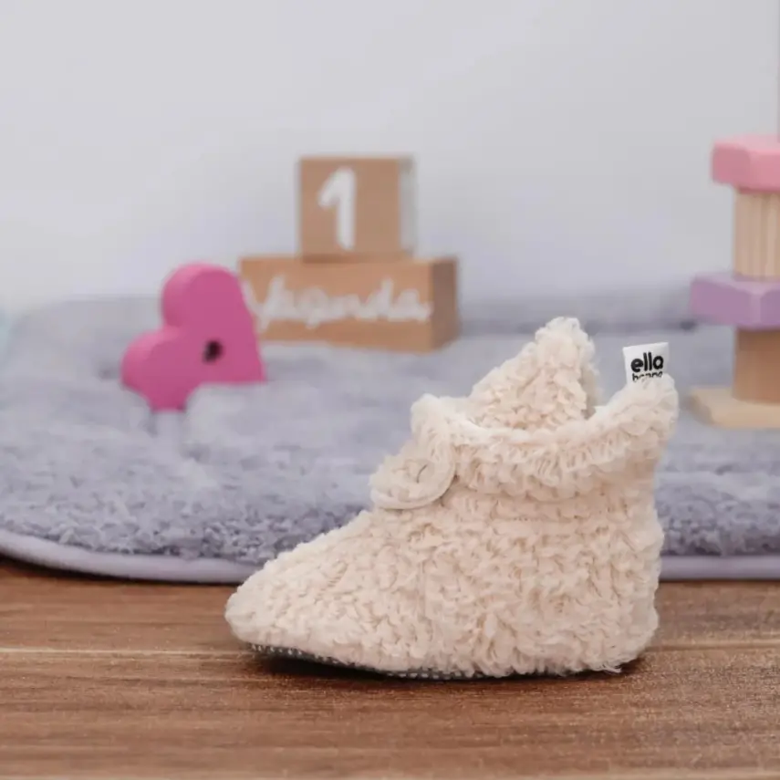 Ella Bonna Unisex Panduf Organik Pamuk Kaydırmaz Taban Bej - 21