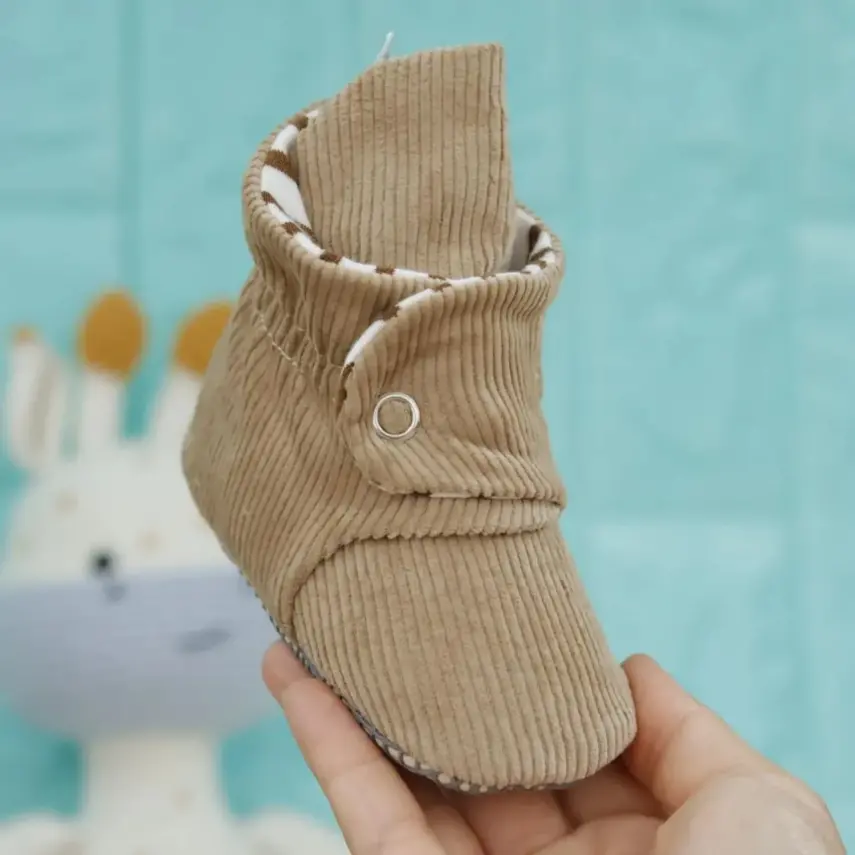 Ella Bonna Unisex Panduf Organik Pamuk Kaydırmaz Taban Bej - 13