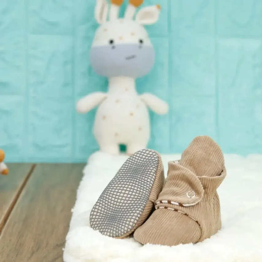 Ella Bonna Unisex Panduf Organik Pamuk Kaydırmaz Taban Bej - 8