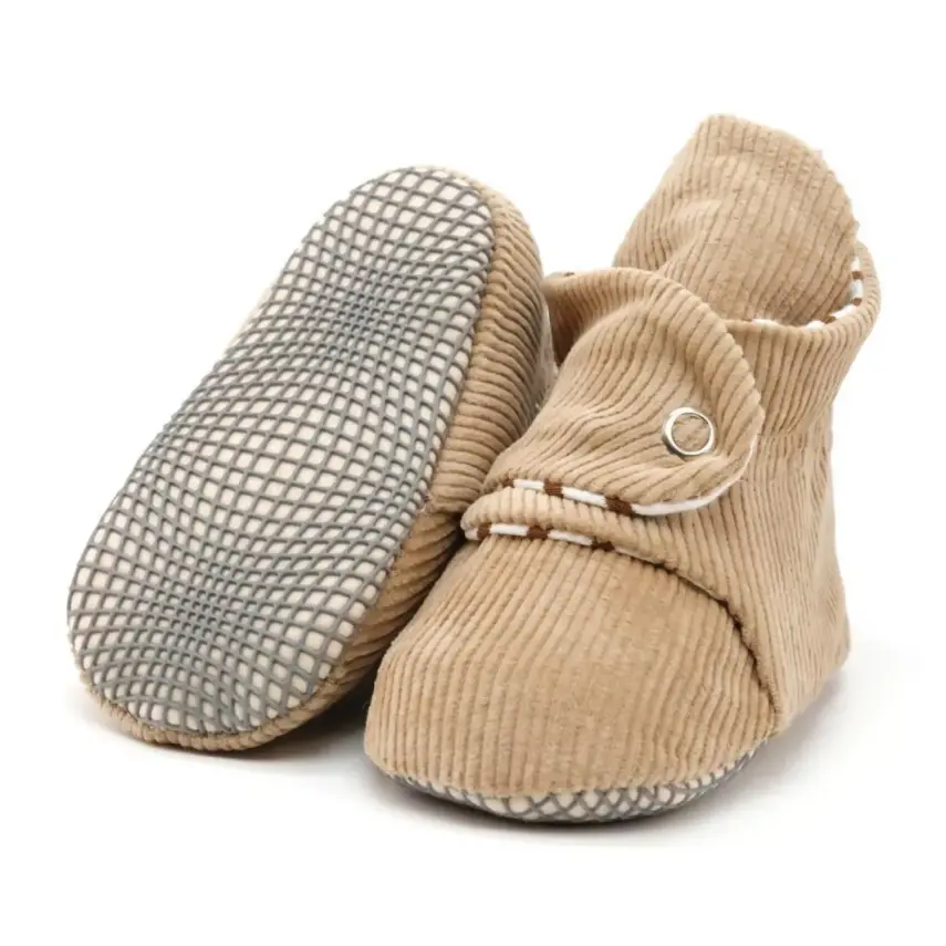 Ella Bonna Unisex Panduf Organik Pamuk Kaydırmaz Taban Bej - 11