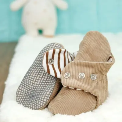 Ella Bonna Unisex Panduf Organik Pamuk Kaydırmaz Taban Bej - 9