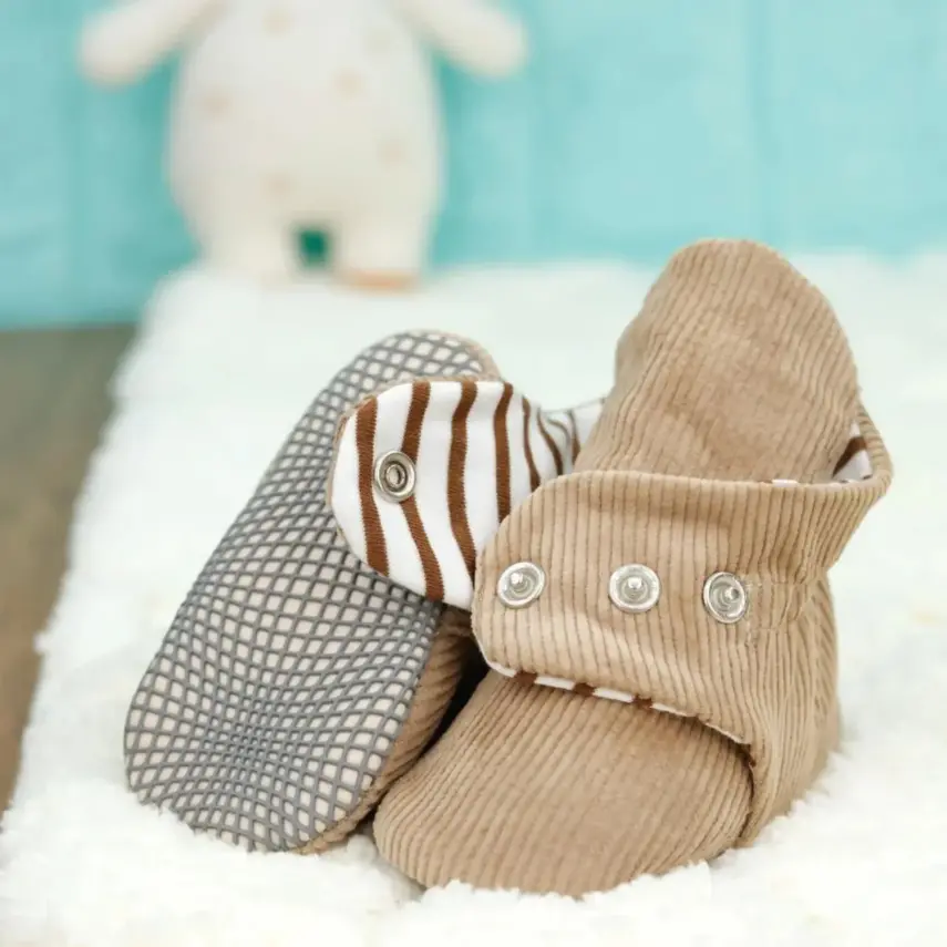 Ella Bonna Unisex Panduf Organik Pamuk Kaydırmaz Taban Bej - 9