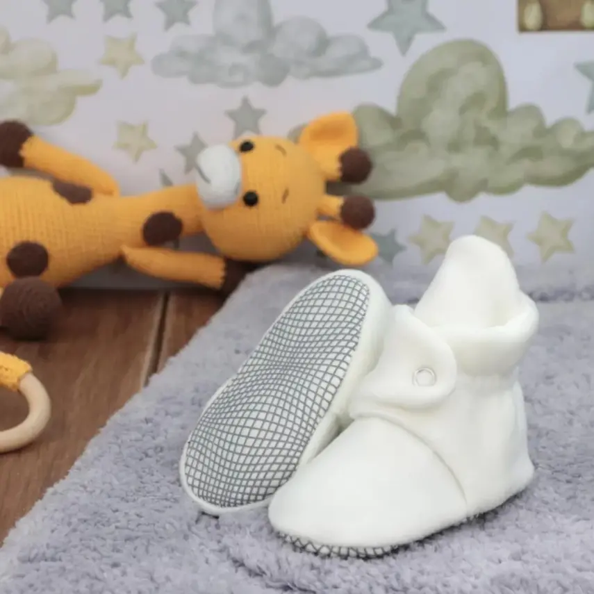 Ella Bonna Unisex Panduf Organik Pamuk Kaydırmaz Taban Beyaz - 6